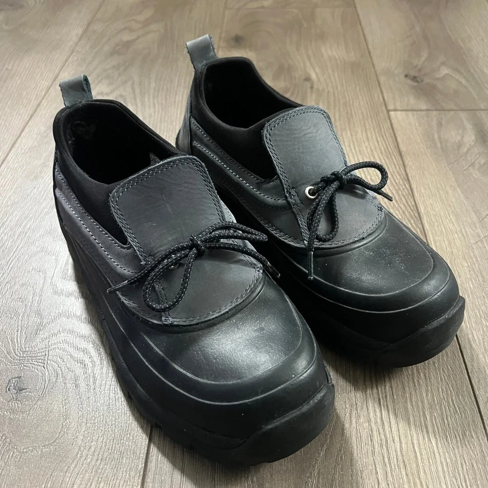 Lands' End Waterproof Duck Winter‎ Spring Rain Boots Womens 9B Black Gray